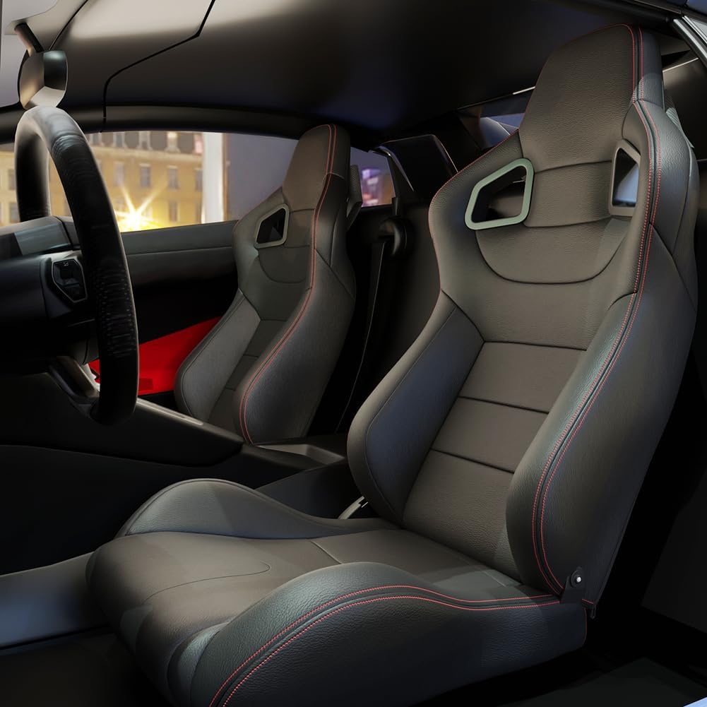 Red Stitch PVC Leather Racing Seats L29600