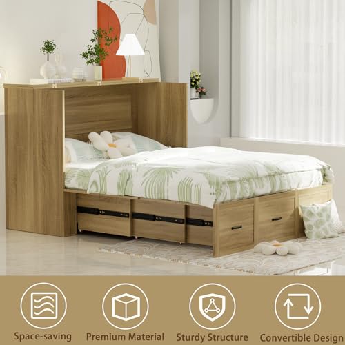 Full Size Wood Wall Bed Cabinet with Drawer O6732