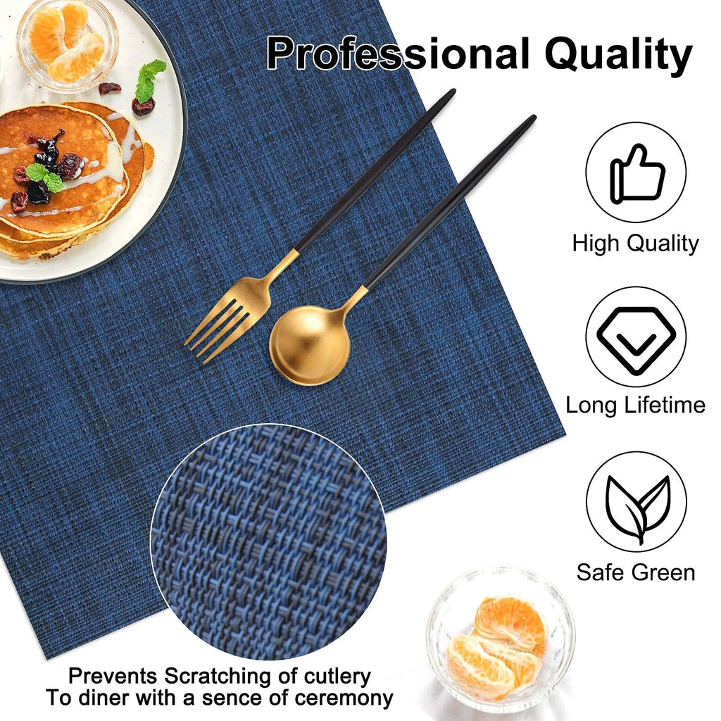 Navy Blue PVC Woven Placemats Set of 4 D4169