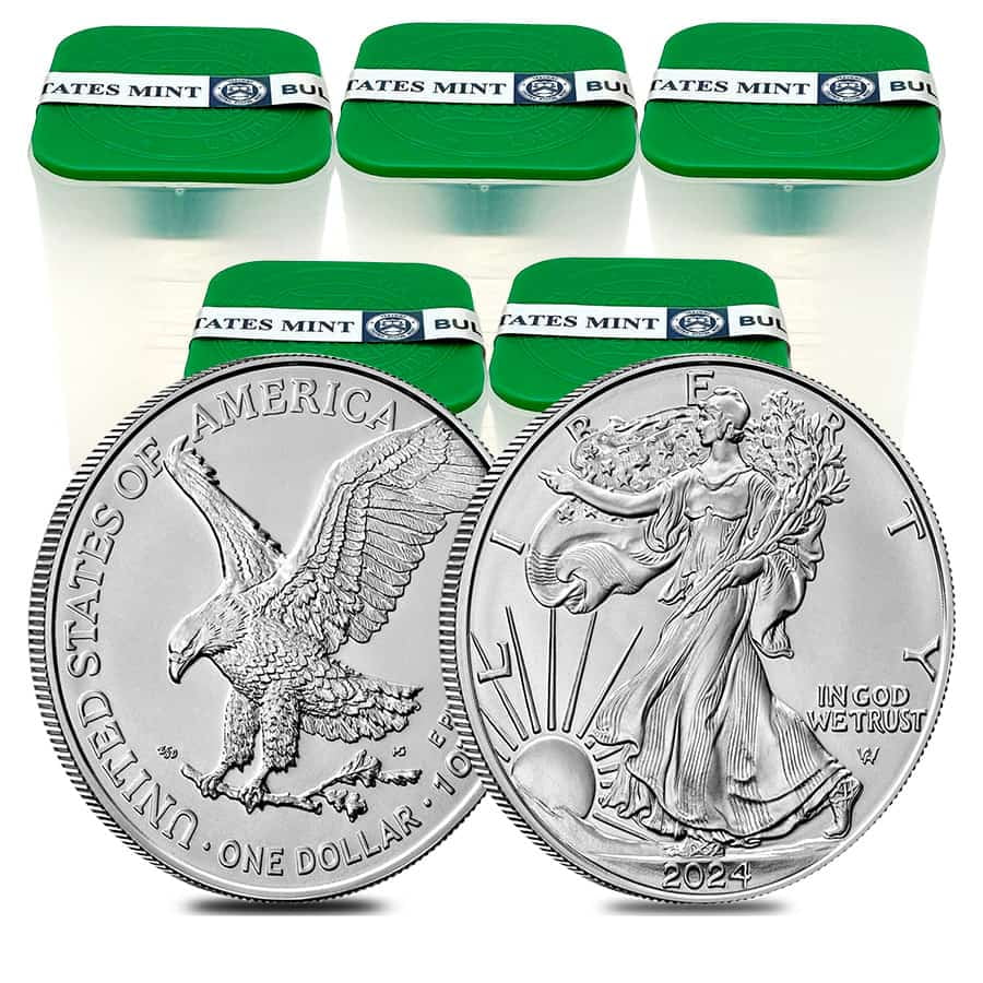 Lot of 100 - 2024 1 oz Silver American Eagle $1 Coin BU G230