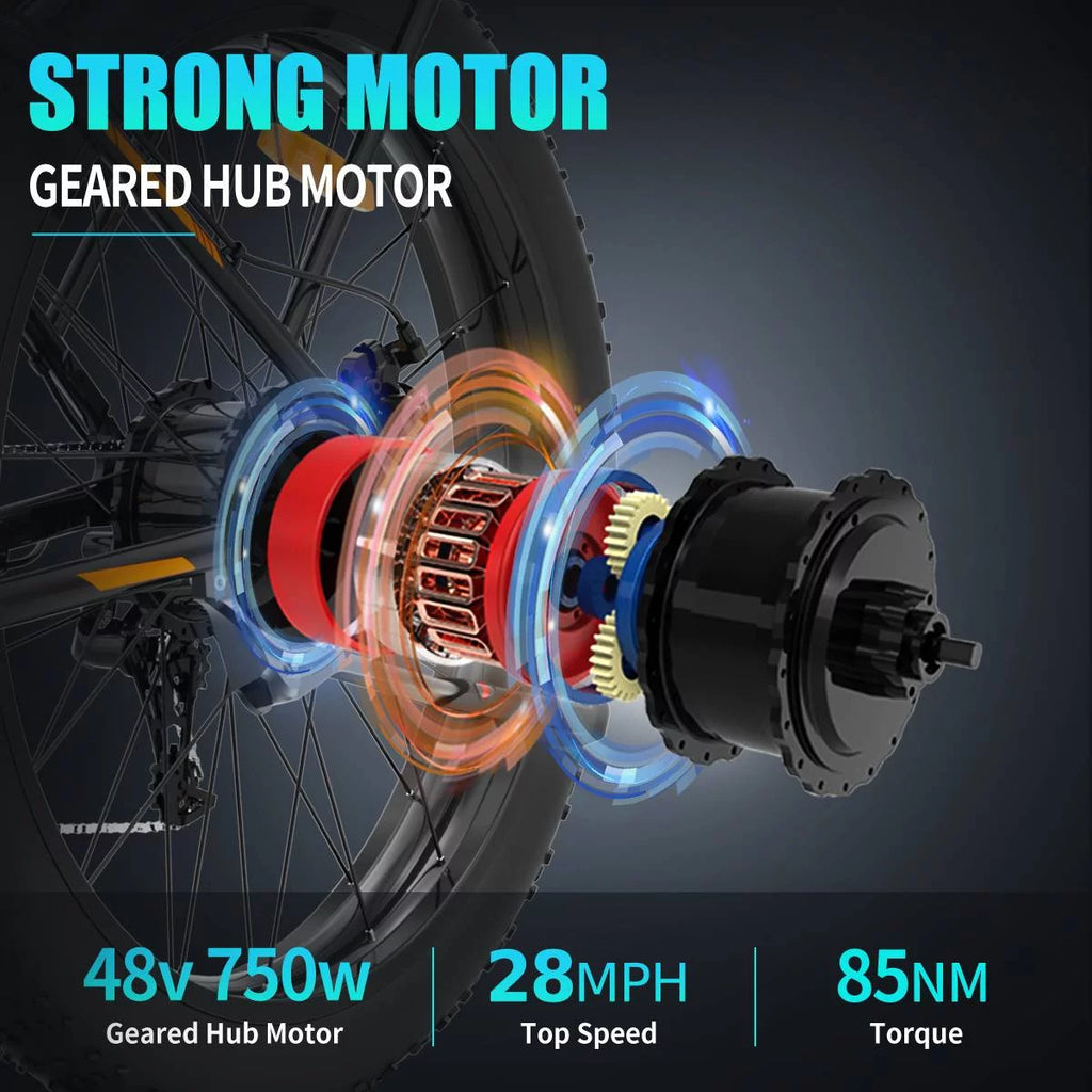 26" 4.0 inch Fat Tire Electric Mountain Bike with Removable Lithium Battery H100