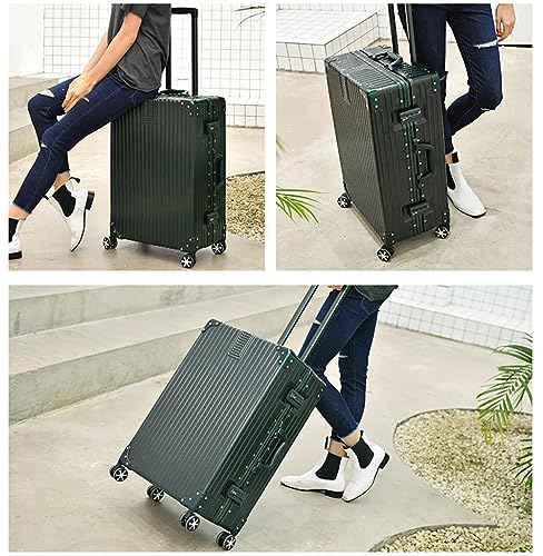 Aluminum Frame Hardside Luggage with Spinner Wheels and TSA Lock, 26 inch, Rose Gold+White L344282