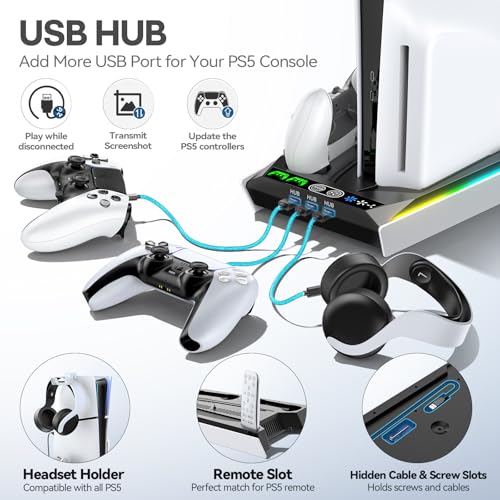 PS5 Stand with Cooling Fan and Charging Station J512338