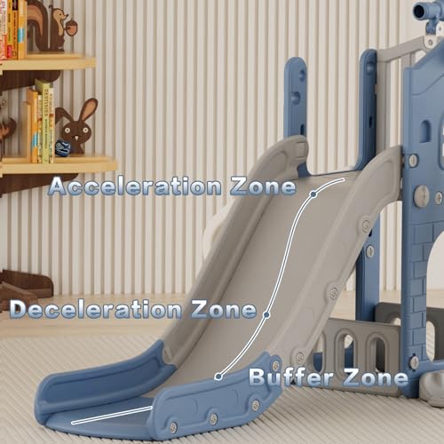 Gray 6 in 1 Toddler Slide and Swing Set E5052