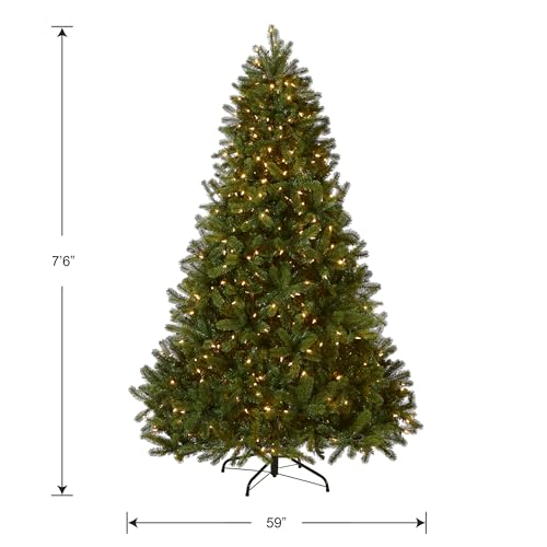 Pre-Lit Artificial Full Downswept Christmas Tree, Green, Dual Color LED Lights, 7.5 feet P910699
