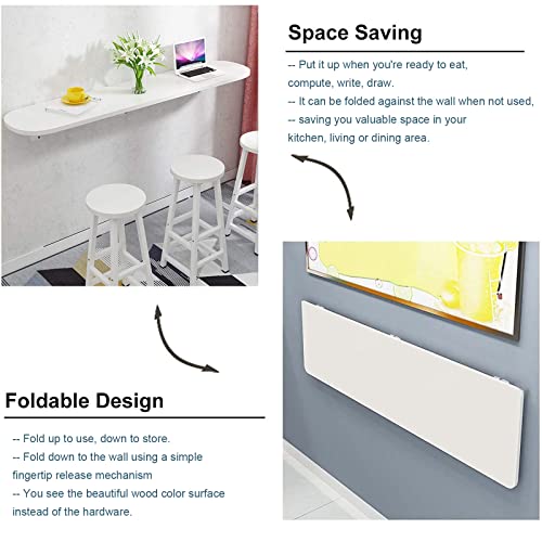 White Wall-Mounted Folding Table 60x30cm W60485