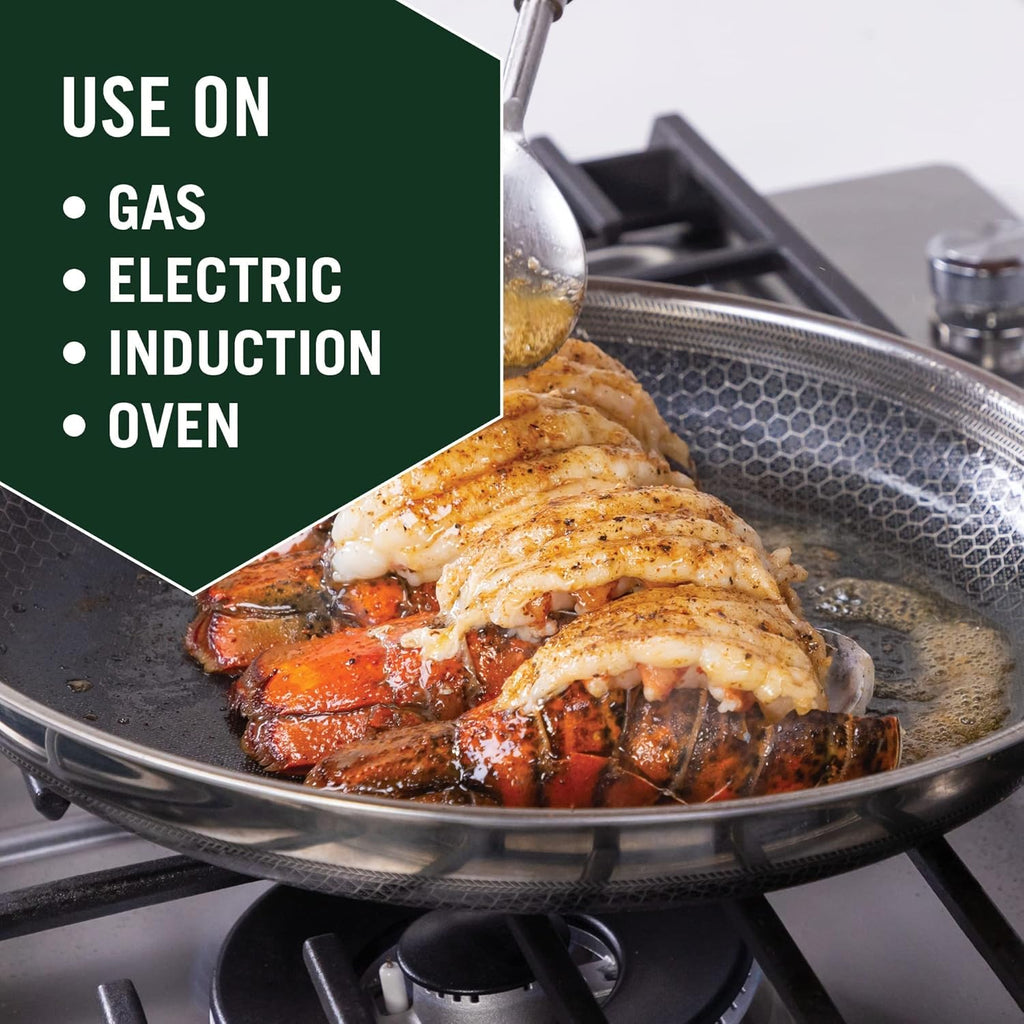 7-Quart Saute Pan and 12-Inch Frying Pan with Lid Set, Hybrid Nonstick Stainless Steel D633