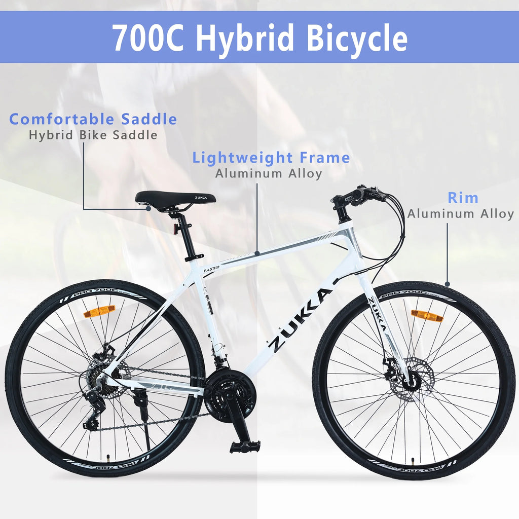 21 Speed Hybrid Bike Disc Brake 700C City Bicycle V491