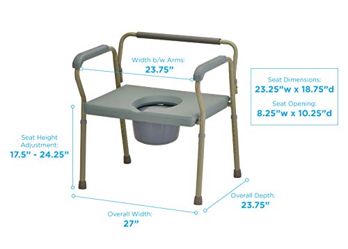 Grey Heavy Duty Bariatric Commode Chair with Drop-Arm S15496