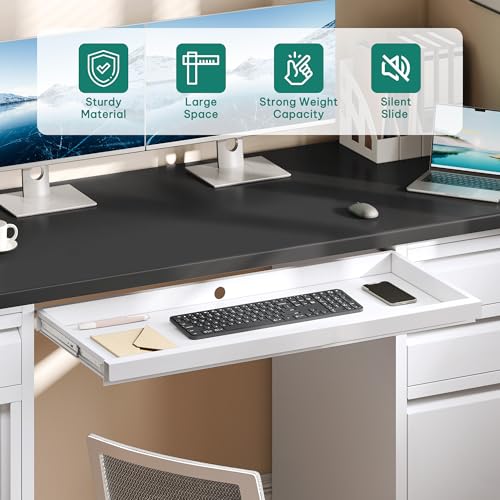 Black 57 Inch Steel Office Desk with 5 Drawers F2109