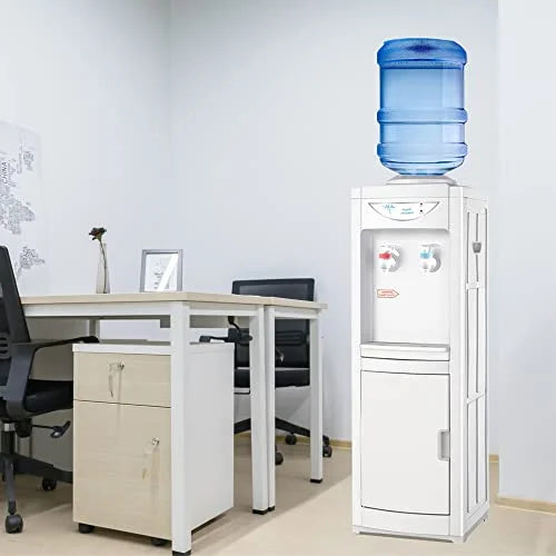 White 5 Gallon Top Loading Plastic Water Cooler Dispenser with Child Safety Lock K3762