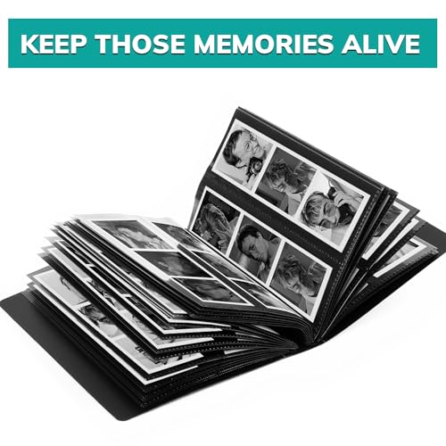 2x6 Photo Strip Album, 26 Pages, Holds 104 Photos, Black, 1-Pack A327