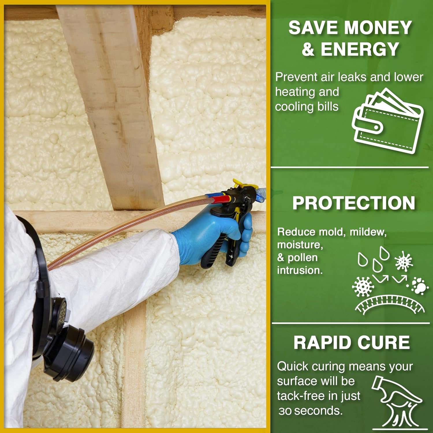 Spray Foam Sealant Kit, 9ft Hose, Two Component Polyurethane Closed Cell A1864