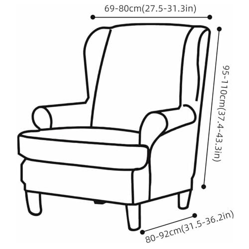 Stretch Armchair Slipcovers 2 Pieces, Printed Spandex Wingback Chair Covers V6053