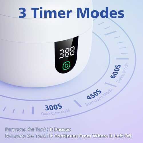 Ultrasonic Retainer Cleaner Machine with Removable Inner Tank, 180ml Capacity, 45kHz Ultrasonic Cleaner, 3 Modes N1905