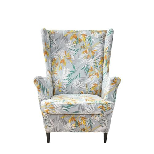 Stretch Armchair Slipcovers 2 Pieces, Printed Spandex Wingback Chair Covers V6053