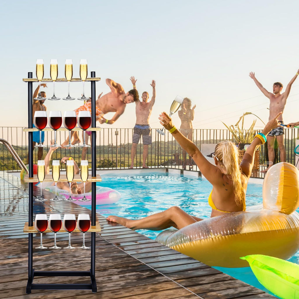 4 Tiers Wooden Champagne Wall Stand X108