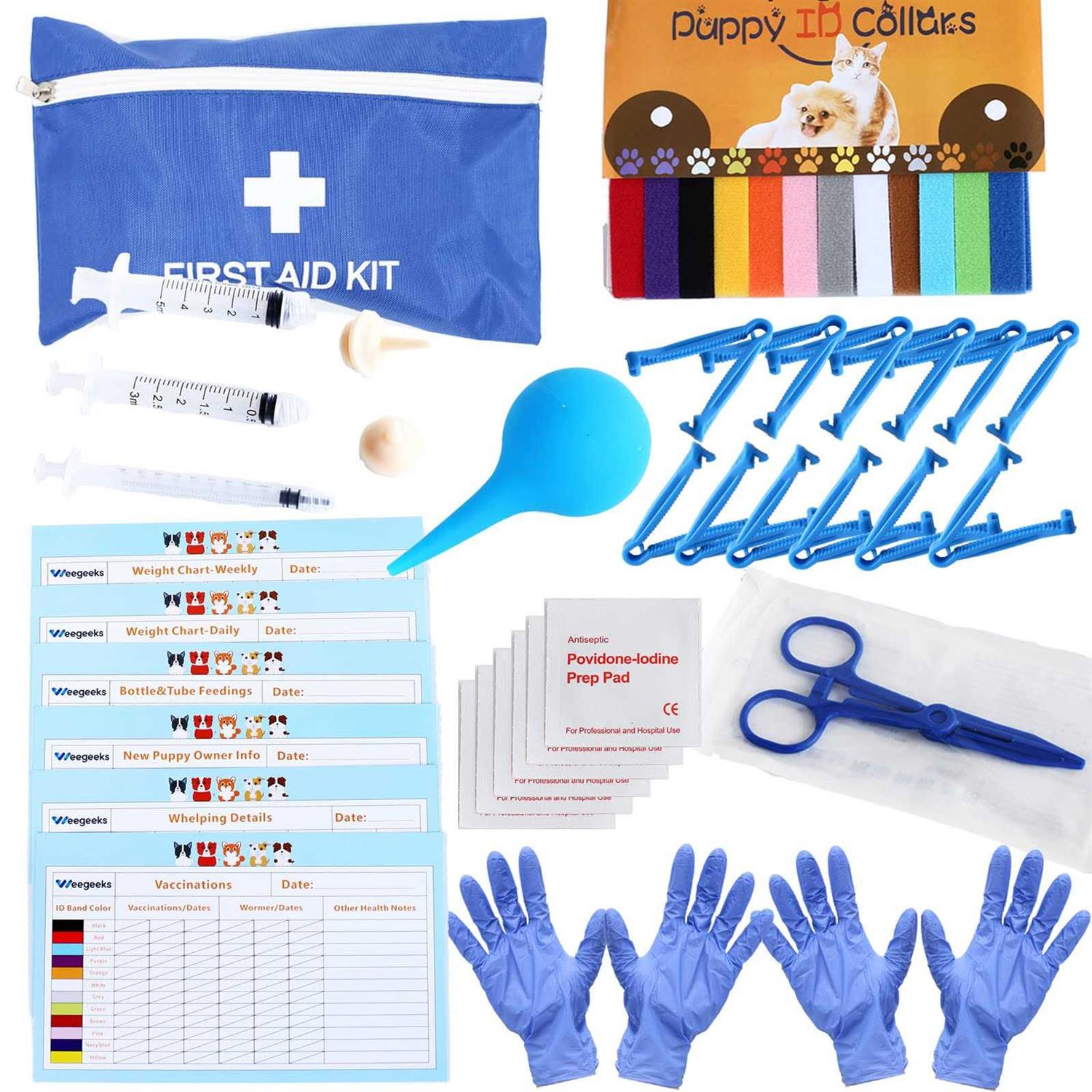 12pcs Whelping Kit with Whelping Collars and Puppy Feeding Tube Y551639
