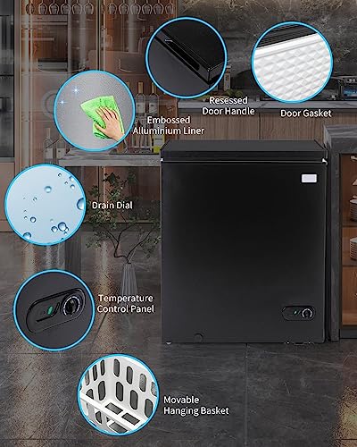 3.5 Cu Ft Chest Freezer with Removable Storage Basket, Black B418