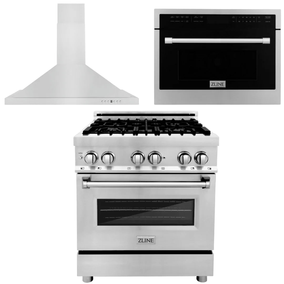 30 in. Dual Fuel Range, 30 in. Range Hood, Microwave Oven H18523