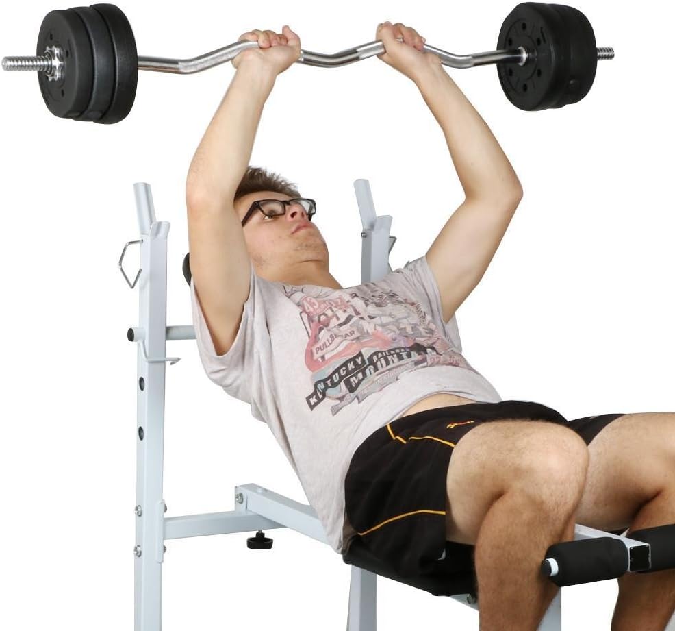 Olympic Bar Barbell Set Adjustable Weight Plates S58590