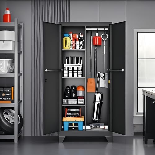 71" Metal Storage Cabinet with Lock & Hanging Rods Q7296