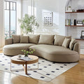 Grey Curved Leather Sectional Sofa Couch with Pillows H9573