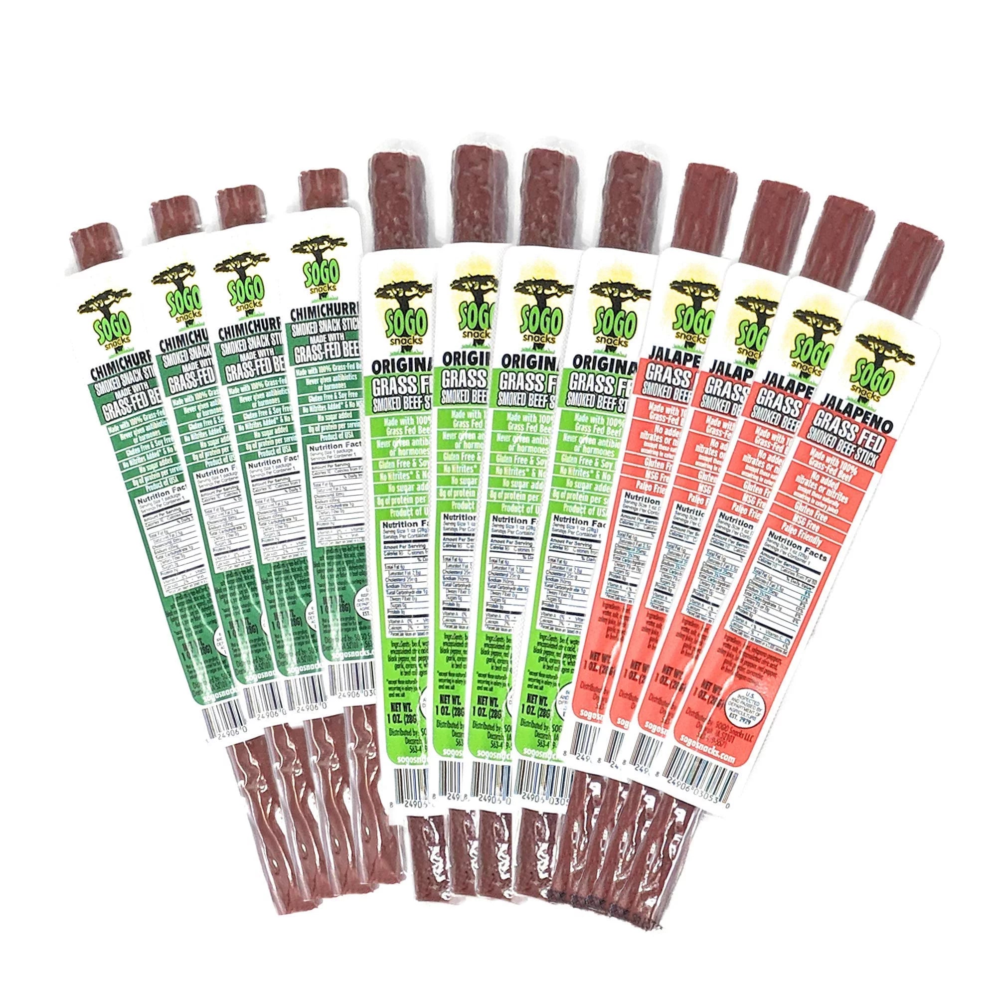 No Sugar Grass-fed Non-GMO Beef Sticks Variety Pack (12-Count, 1-oz) Y4437