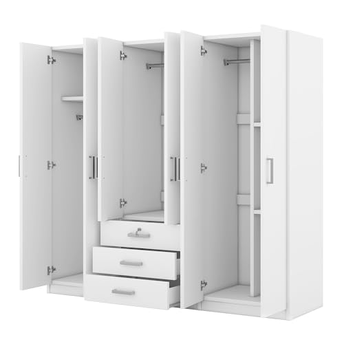 White 6-Doors Wooden Wardrobe N75560