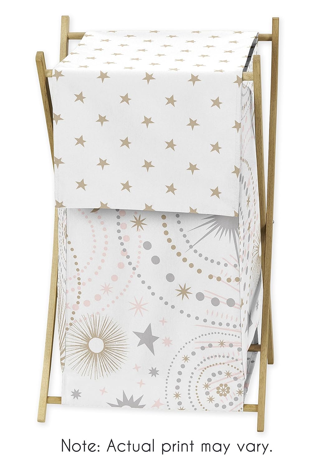 Blush Pink Gold Grey and White Star and Moon Baby Kid Clothes Laundry Hamper Q635593