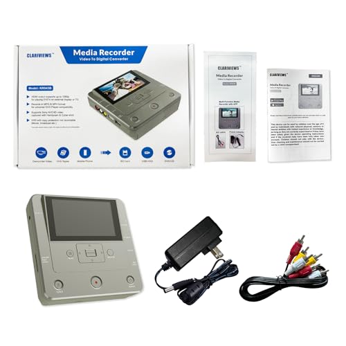 VHS to DVD Recorder, USB, SD Card, HDD Recorder, WiFi Media Recorder with 10 DVD-R V810112