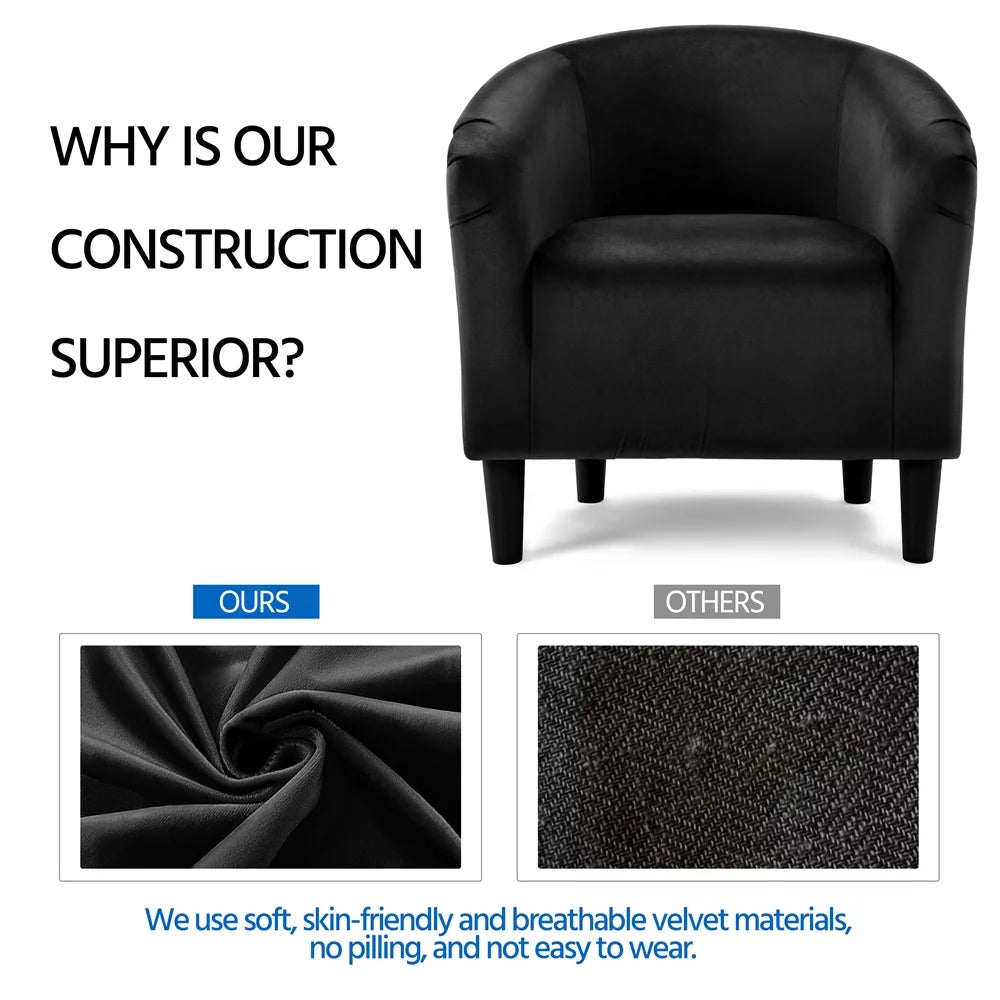 Black Velvet Barrel Accent Chair M685128