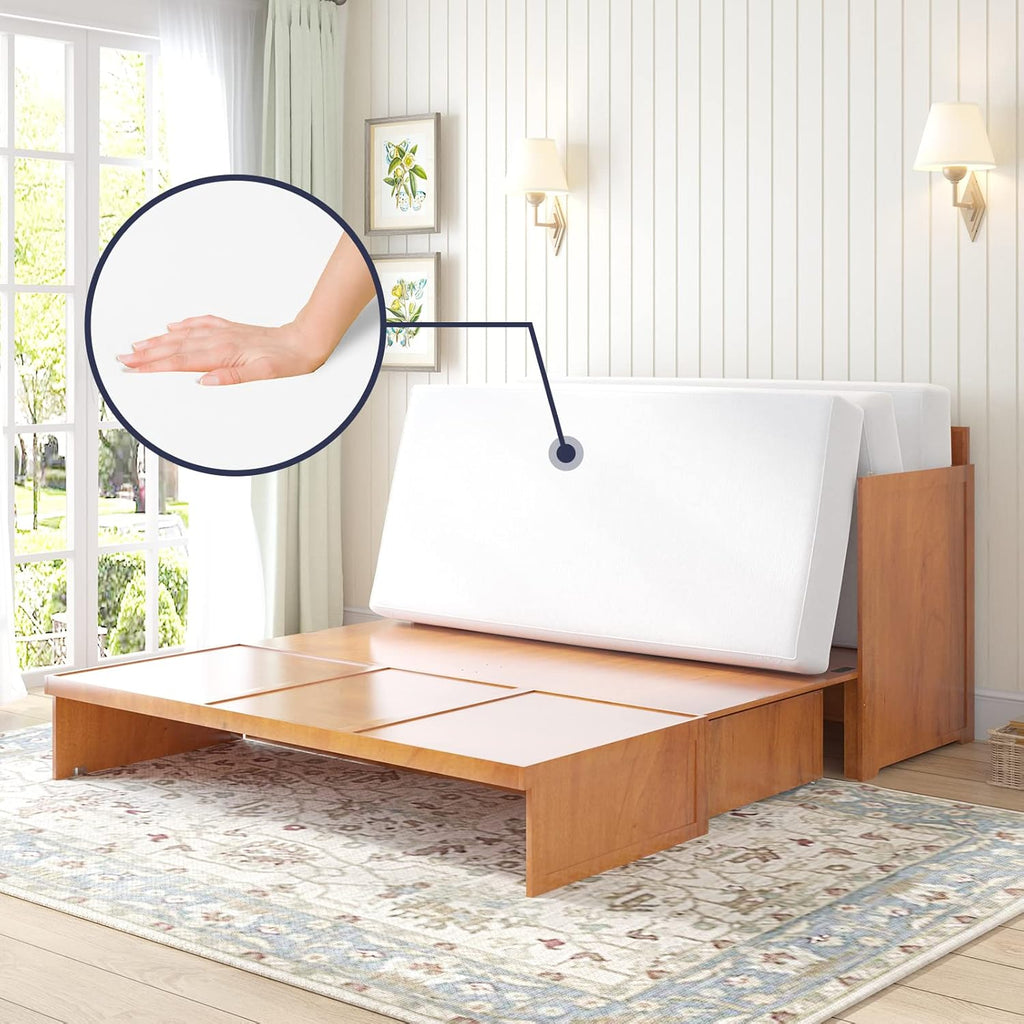 Cherry Murphy Cabinet Bed with Built-in USB Power Strip & 2 Drawers Z938173