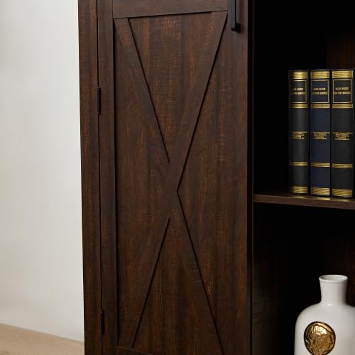 Espresso Tall Storage Cabinet with Sliding Door P804