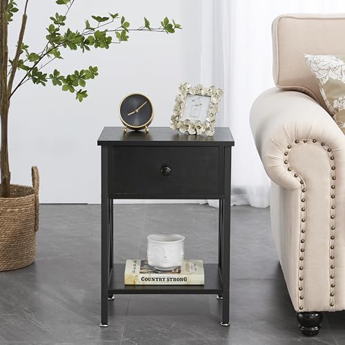 Dark Black End Side Table with Cabinet X7225