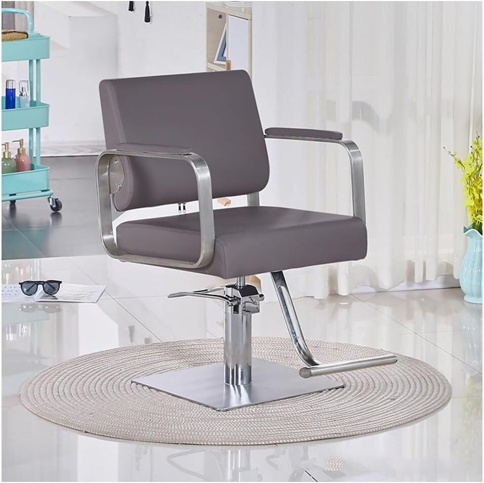 Grey Barber Chair with Heavy Duty Hydraulic Pump, 360 Degrees Swivel R245