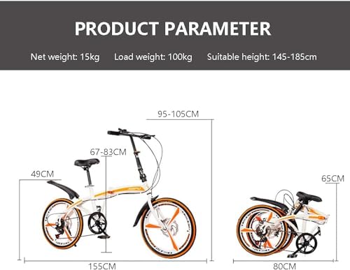 Folding City Bike 7-Speed Carbon Steel Bicycle K759370