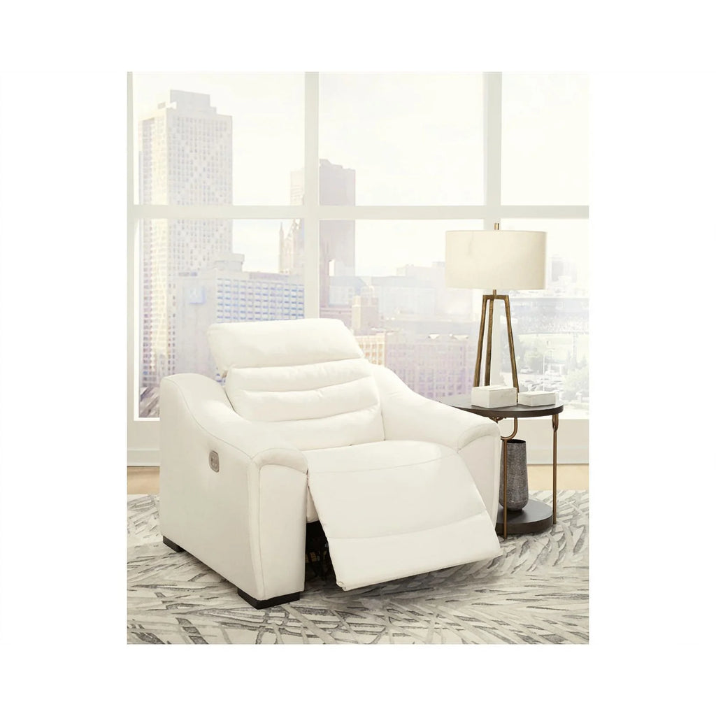 White Faux Leather Power Recliner T2135