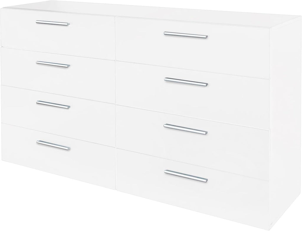 White 8 Drawer Double Dresser Y6313