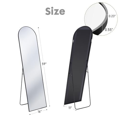 64"x21" Arched Full Length Mirror with Aluminum Alloy Thin Frame R4465