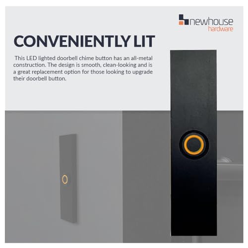 Rectangular Lighted Wired Metal Doorbell Button in Black I380
