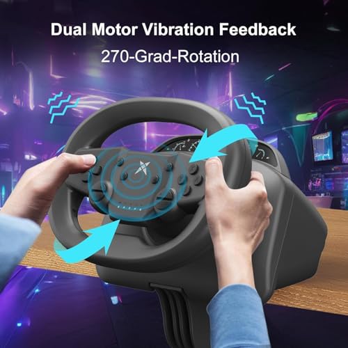 PS4 Steering Wheel and Pedals with Dual-Vibration Motors D2109