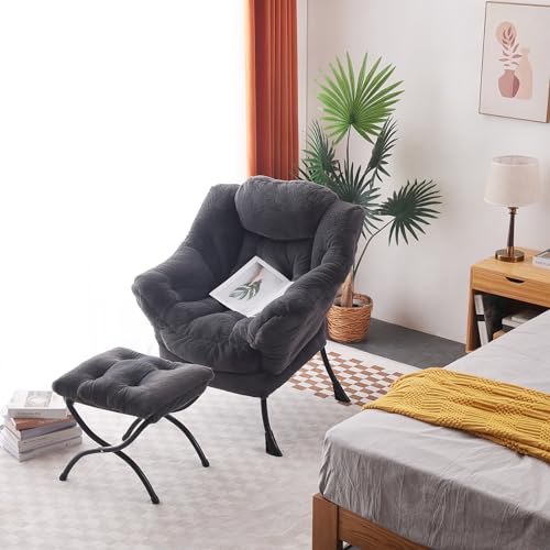 Beige Lazy Chair with Ottoman Q93730