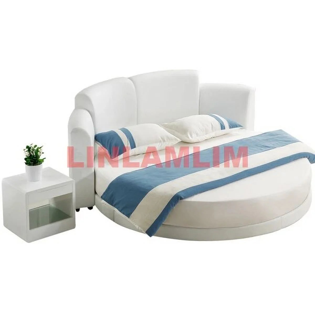 Genuine Cow Leather Bed Frame with Led Lamp A7264