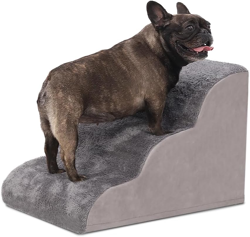 Grey 3-Step High Density Foam Pet Stairs J21908