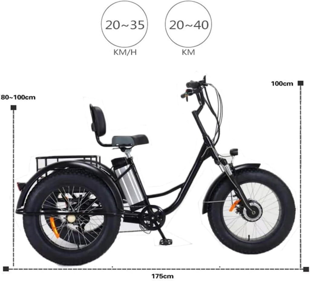 48V12AH Battery Electric Tricycle with Storage Basket K3733