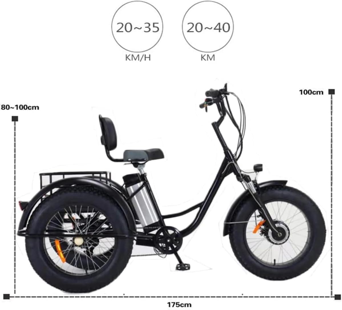 48V12AH Battery Electric Tricycle with Storage Basket K3733