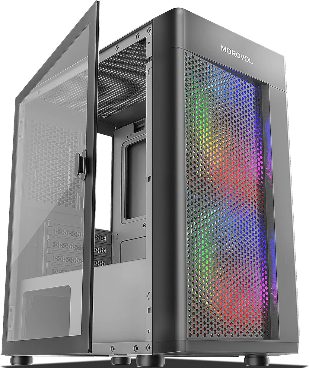 White Mesh Micro-ATX Computer Case with Tempered Glass Panel M1309