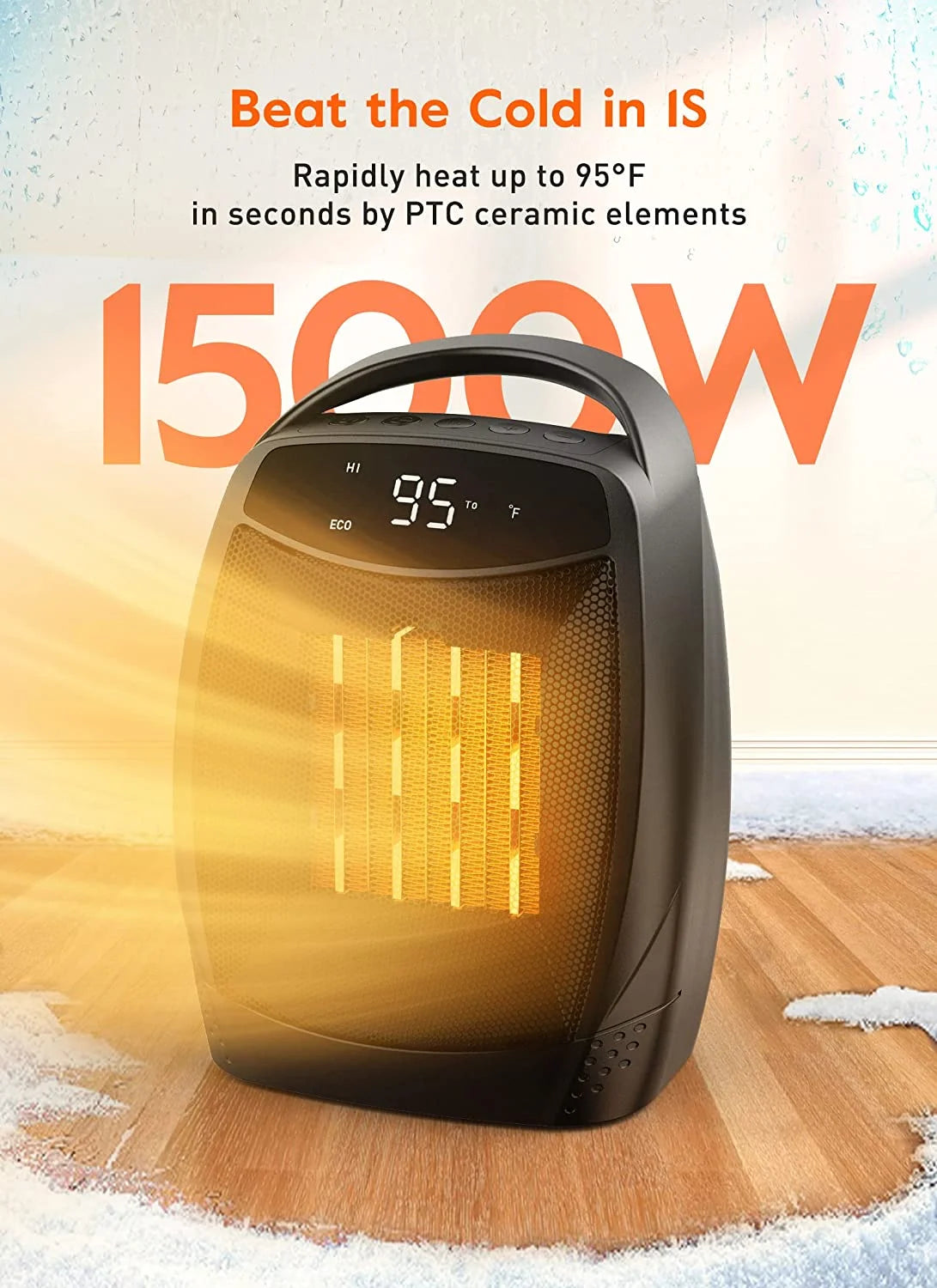 Black 1500W Quiet Electric Heater with Timer D832813