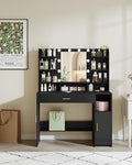 Black Vanity Desk with Mirror and 10 LED Lights T498